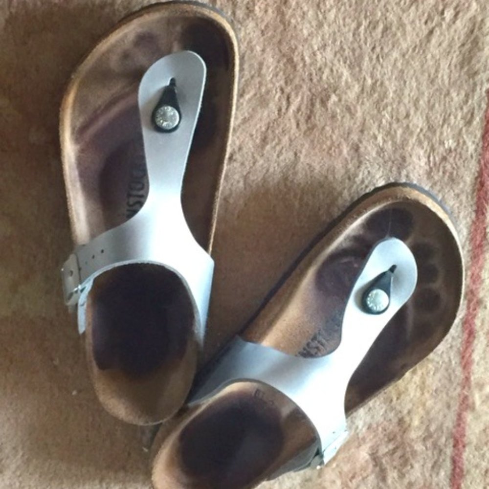 Gently used Silver Birkenstocks